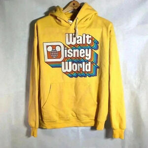 Walt Disney World 70s style logo hoodie Yellow sz L